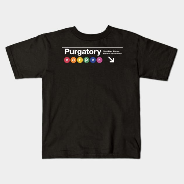 Purgatory Subway Sign - Train to the Ghost River Triangle Kids T-Shirt by VikingElf